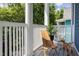 Outdoor balcony with wood floors offers privacy and outdoor seating at 507 Rosengarten Aly, Raleigh, NC 27603