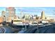 City skyline view with modern buildings and train tracks in the foreground at 507 Rosengarten Aly, Raleigh, NC 27603