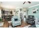 Open-concept living area with a mix of modern and cozy elements, perfect for Gathering gatherings at 514 Alamanni Ct, Graham, NC 27253