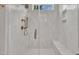 Modern shower boasts sleek tiling, bronze fixtures, and a convenient built-in bench at 800 Wilcox St, Raleigh, NC 27607