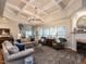 Bright living room with coffered ceilings, fireplace and lots of natural light at 820 Parkridge Dr, Clayton, NC 27527