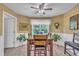 Dining area with a ceiling fan and a view of the backyard at 85 Willard Wood Run, Benson, NC 27504