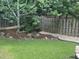 Well-manicured backyard featuring lush green lawn and a privacy fence, great for outdoor activities at 916 Woodside Park Ln, Durham, NC 27704