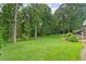 Expansive backyard featuring a meticulously manicured lawn and mature trees at 9940 Koupela Dr, Raleigh, NC 27614