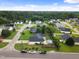 An aerial shot displaying a residential neighborhood with houses that feature private backyard pools at 10 Oxford Dr, Angier, NC 27501