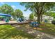 Community playground featuring various play structures, picnic tables, and seating areas for children and families at 100 Fountain Springs Rd, Holly Springs, NC 27540