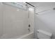 Bathroom showing bathtub, shower head, towel bar, and toilet at 114 Council Gap Ct, Cary, NC 27513