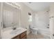 Bathroom with a single sink vanity and a shower-tub combination at 132 Ryder Cup Cir, Raleigh, NC 27603