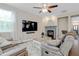 Relaxing living area featuring a fireplace, comfortable seating, and modern TV at 137 Palmdale Ct, Holly Springs, NC 27540