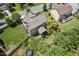 Aerial view of home showing landscaping, fenced yard, fire pit, solar panels and screened in porch at 1504 Hemlock Hill Dr, Durham, NC 27703