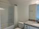 This bathroom offers a tub/shower combination, a toilet, and a vanity with granite countertop at 185 Bourne Dr, Franklinton, NC 27525