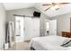 View of the main bedroom showing the ensuite bathroom with modern tile and glass shower at 2218 Watersglen Dr, Apex, NC 27502
