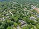 Aerial view featuring homes with well-maintained lawns, mature trees, and landscaping, creating a serene neighborhood atmosphere at 2400 Fairview Rd, Raleigh, NC 27608