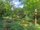 Lush backyard showcasing a serene escape with mature trees and charming birdhouse at 2400 Fairview Rd, Raleigh, NC 27608
