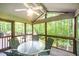 A screened in porch with seating and great views of the surrounding woods at 2612 Scarlet Sage Ct, Raleigh, NC 27613