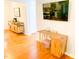 Home office nook with desk, TV, and a view into the kitchen provides versatile living at 2907 University Dr, Durham, NC 27707