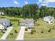 Charming two-story home with a red front door, surrounded by a lush green lawn, complemented by mature trees at 3053 Roy Ct, Apex, NC 27523
