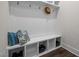 Well-organized mudroom with built-in storage and blue accents at 3053 Roy Ct, Apex, NC 27523