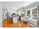 Open concept kitchen with a large island, stainless steel appliances, and a breakfast nook at 3304 Buck Run Trl, Wake Forest, NC 27587