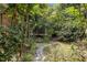 Stone pathway meandering through the lush backyard, offering a serene escape at 3600 Trail 23 St, Durham, NC 27707