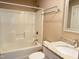 Cozy bathroom with a shower-tub combination and granite vanity at 3600 Trail 23 St, Durham, NC 27707