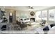 Bright living room with many windows, a fireplace, a ceiling fan and neutral decor at 409 Falls Bluff Dr, Wake Forest, NC 27596