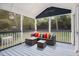 Relaxing screened-in porch with comfortable seating and a view of the backyard at 418 Ridgefield Rd, Chapel Hill, NC 27517