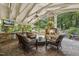 Covered outdoor patio featuring an outdoor kitchen, a fireplace, and plush seating at 4221 Bibleway Ct, Holly Springs, NC 27540