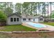 This backyard features a kidney-shaped in-ground pool at 502 Hillcrest Rd, Apex, NC 27502