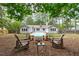 Relaxing backyard features a fire pit with chairs, perfect for outdoor gatherings at 502 Hillcrest Rd, Apex, NC 27502
