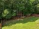 Lush backyard featuring mature trees and ample green space at 504 Ashburn Ln, Durham, NC 27703