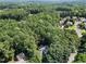 Aerial view of a home surrounded by lush greenery, showcasing the neighborhood and serene landscape at 8909 Wellsley Way, Raleigh, NC 27613