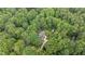 Beautiful aerial view of a home with manicured landscaping and a shed surrounded by a dense, green forest at 901 Tamaras Cir, Wake Forest, NC 27587