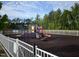 Community playground with slides, climbing structures, and fenced perimeter at 937 Baldwin Ridge Rd, Apex, NC 27523