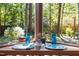 Stylishly decorated porch featuring unique dishes and lovely flora, perfect for enjoying nature at 1 Gatesway Ct, Durham, NC 27707