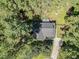 Aerial view of property showcasing roof, driveway, and lush surrounding trees, providing a sense of privacy at 101 Abram Way, Clayton, NC 27520