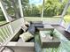 Comfortable screened porch with cozy sectional and stylish outdoor furnishings at 118 Chestnut St, Durham, NC 27707