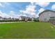 Enjoy outdoor living in this expansive backyard with lush green grass and neighboring houses in view at 1214 Valley Dale Dr, Fuquay Varina, NC 27526