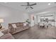 Wide angle view of the living room, dining nook, and kitchen at 1214 Valley Dale Dr, Fuquay Varina, NC 27526