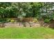 A backyard features lush lawn, greenery, and a wooden fence at 12620 Waterlow Park Ln, Raleigh, NC 27614