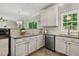 Kitchen area with white cabinets, granite countertops and stainless steel appliances at 12620 Waterlow Park Ln, Raleigh, NC 27614