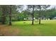Picturesque backyard with green lawn, mature trees, and a relaxing hammock at 131 Abacos Ct, Clayton, NC 27520