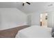 Bright main bedroom with vaulted ceilings and carpet flooring, leading to an ensuite bathroom at 131 Abacos Ct, Clayton, NC 27520