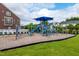Community playground features slides and climbing equipment with engineered wood fiber safety surfacing at 1363 Brown Velvet Ln, Apex, NC 27523