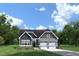 Charming home boasts a covered front porch, attached two-car garage, and well-manicured lawn at 197 Glen Hollow Dr, Raleigh, NC 27604
