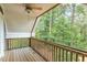 Inviting porch with wooden railings and a view of the surrounding trees at 205 Northfield Dr, Raleigh, NC 27609