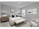 Stylishly furnished main bedroom with neutral tones, side tables, and a window with natural light at 2057 Big Falls Dr, Wendell, NC 27591