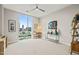 Spacious bedroom with large window offering city views and carpet at 214 Hunt St # 701, Durham, NC 27701