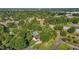 Aerial view showcasing a home, pool, mature trees, and a well-kept lawn at 2257 Delaney Dr, Burlington, NC 27215