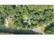 An aerial view shows a home with an in-ground pool nestled within a lush landscape, offering a secluded backyard oasis at 3315 Swepsonville Saxapahaw Rd, Graham, NC 27253